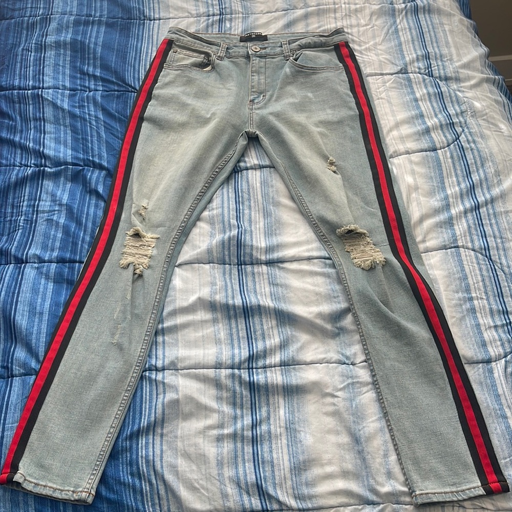 Mens skinny stripped jeans